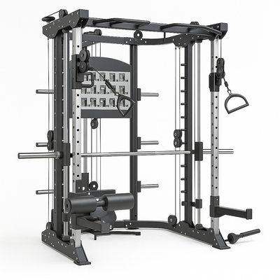 Functional Smith Trainer Built for Full-Body Workouts, 11-Gauge Steel Frame, Dual 90kg Stacks, Pull-Up Station