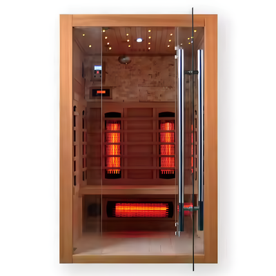 Infrared Sauna Cabin Built for Home Wellness, Canadian Hemlock Wood, Multi-Zone Heating, Digital Controls