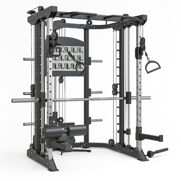 Functional Smith Trainer Built for Full-Body Workouts, 11-Gauge Steel Frame, Dual 90kg Stacks, Pull-Up Station