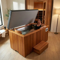 TimberChill Glacier Pro Cedar Cold Plunge — Lifestyle